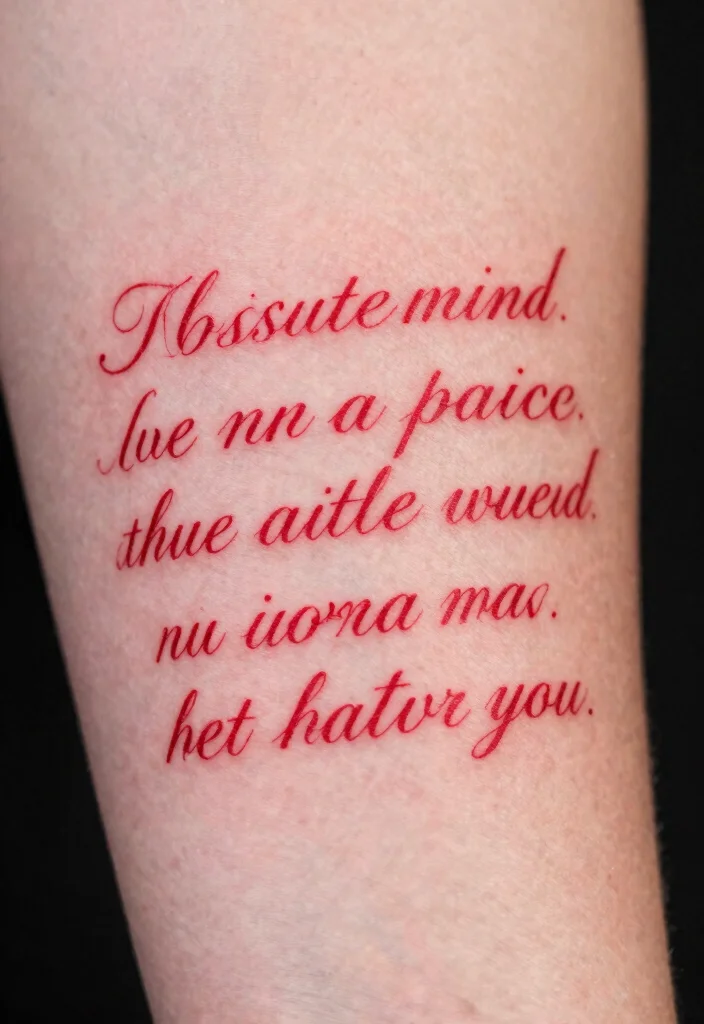 16 Red Tattoo Arm Ideas That Stand Out Boldly - 5. Sentimental Quotes 1