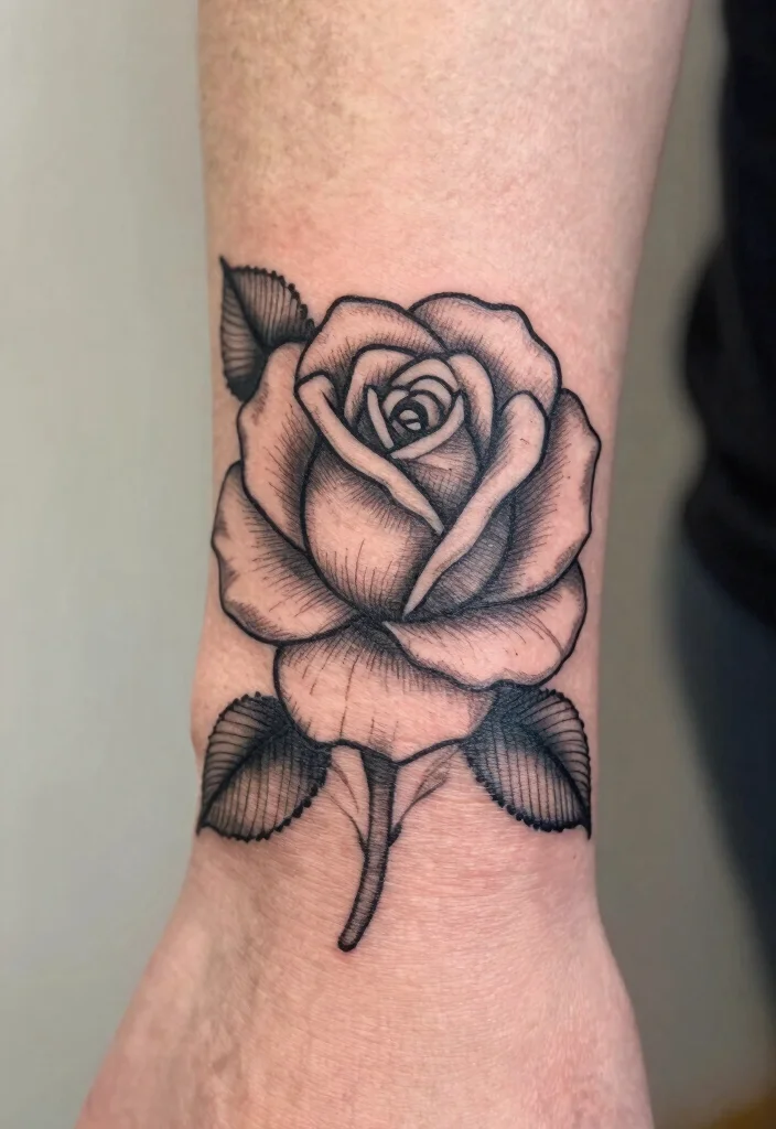 16 Rose Thumb Tattoo Ideas With Tiny Bold Style - 1. Classic Black Outline Rose 1
