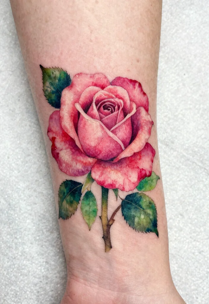 16 Rose Thumb Tattoo Ideas With Tiny Bold Style - 2. Watercolor Rose 1