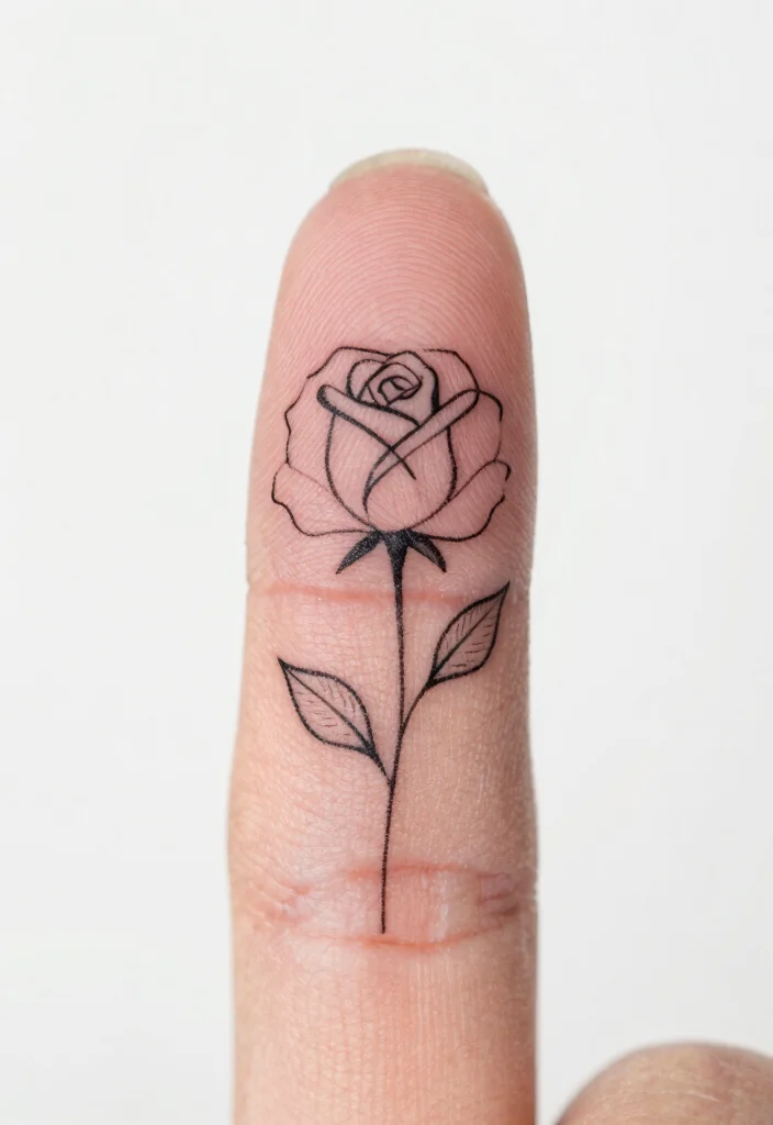 16 Rose Thumb Tattoo Ideas With Tiny Bold Style - 3. Minimalist Line Art Rose 1