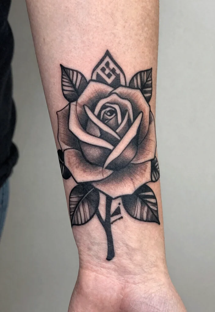 16 Rose Thumb Tattoo Ideas With Tiny Bold Style - 8. Geometric Rose 1