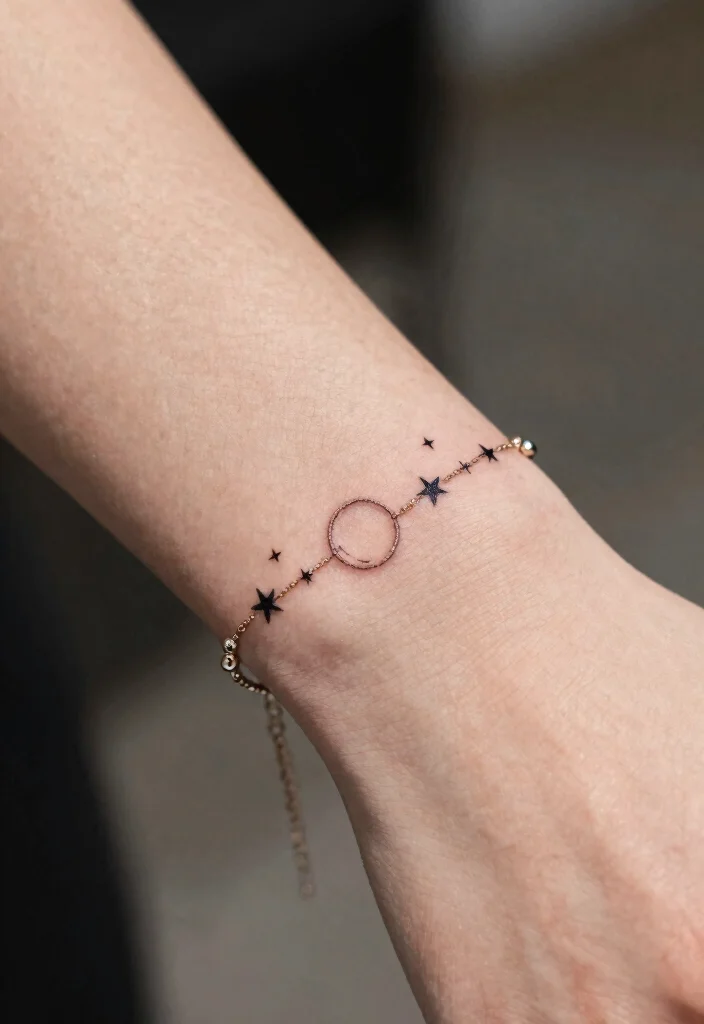 16 Star and Moon Tattoo Ideas With Celestial Charm - 12. Celestial Bracelet 1