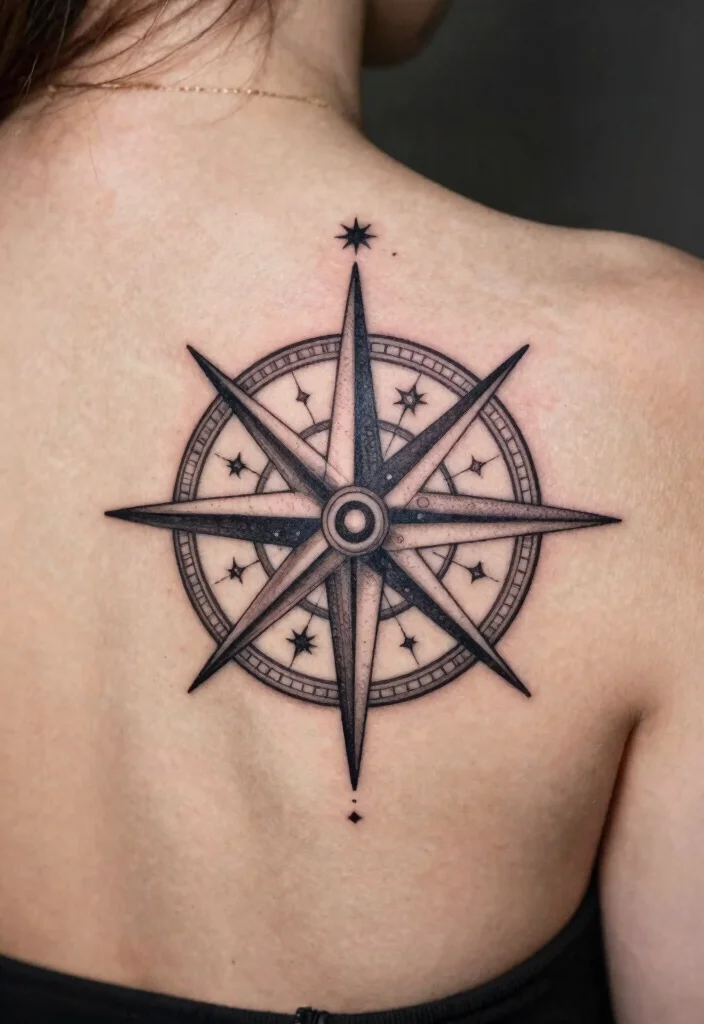 16 Star and Moon Tattoo Ideas With Celestial Charm - 16. Celestial Compass 1