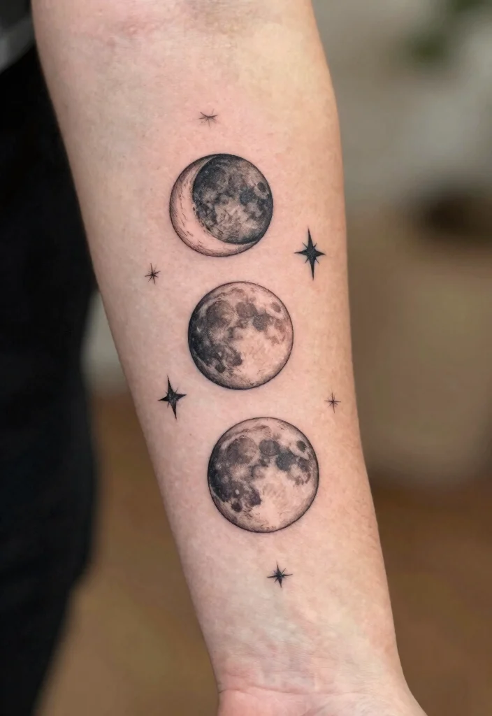 16 Star and Moon Tattoo Ideas With Celestial Charm - 3. Moon Phase Designs 1