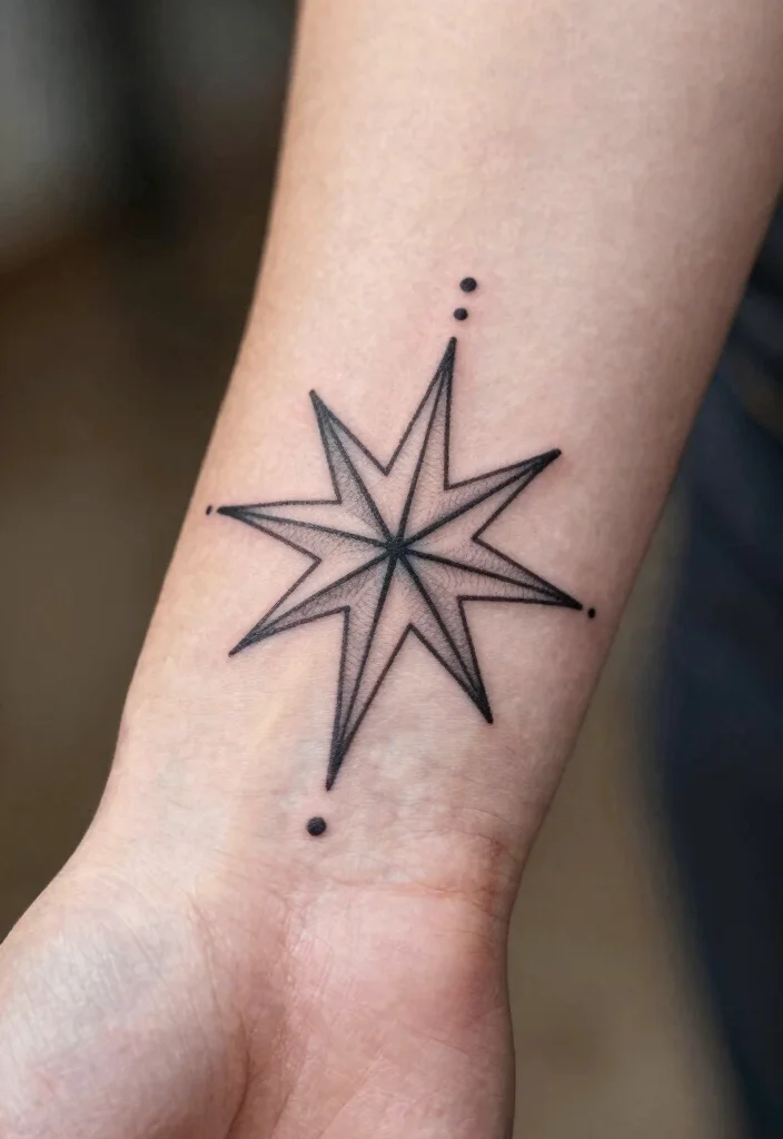 16 Star and Moon Tattoo Ideas With Celestial Charm - 6. Geometric Stars 1