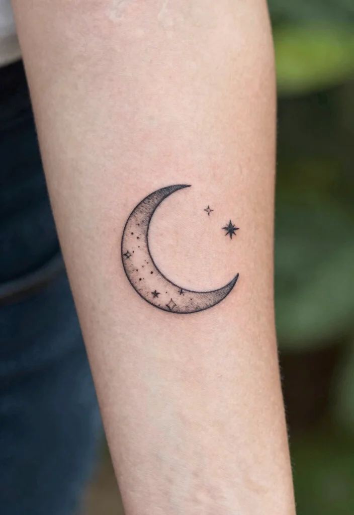 16 Star and Moon Tattoo Ideas With Celestial Charm - 7. Star and Moon in Harmony 1