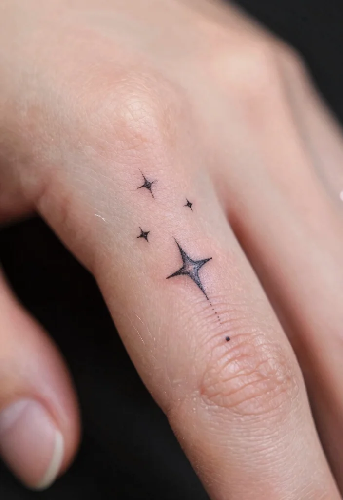 16 Star and Moon Tattoo Ideas With Celestial Charm - 8. Tiny Shooting Stars 1