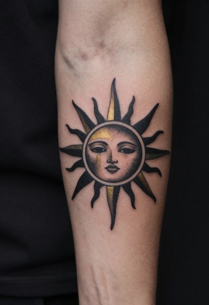 16 Sun Tattoo Men Ideas With Bold Radiant Energy - 1. Geometric Sun Tattoos 1