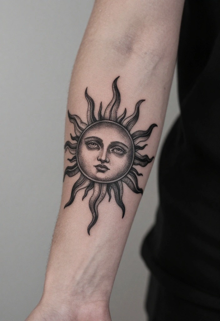 16 Sun Tattoo Men Ideas With Bold Radiant Energy - 14. Symbolic Sun Tattoos 1