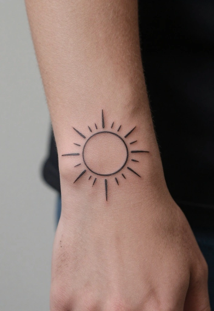 16 Sun Tattoo Men Ideas With Bold Radiant Energy - 2. Minimalist Sun Tattoos 1