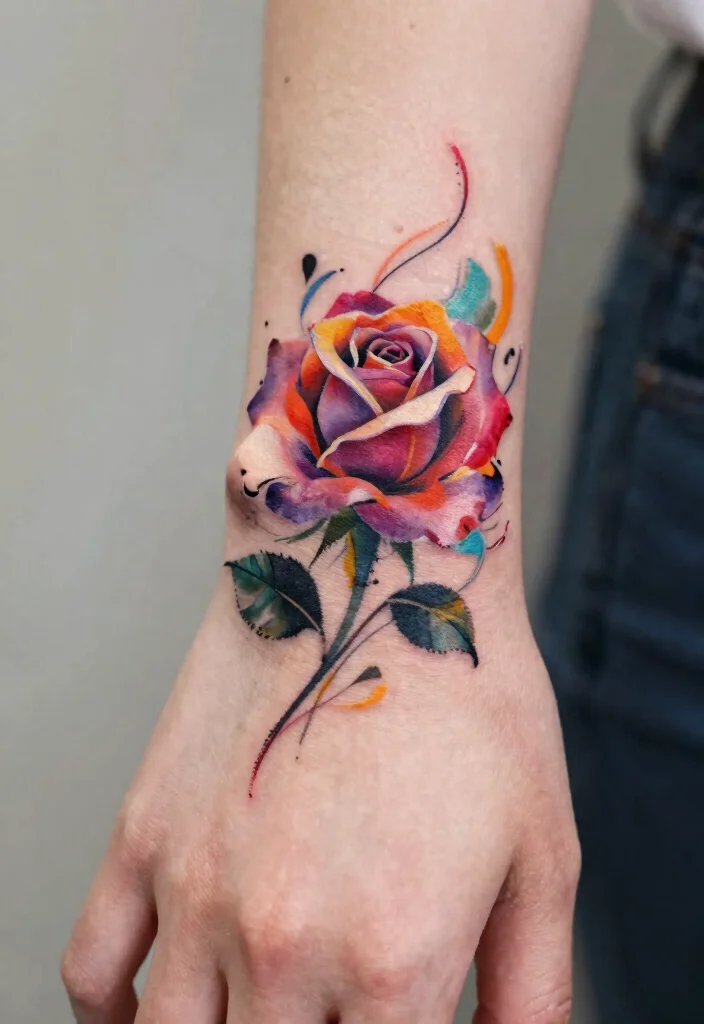16 Tattoo Rose Hand Ideas With Classic Romance - 16. Abstract Rose Tattoo 1