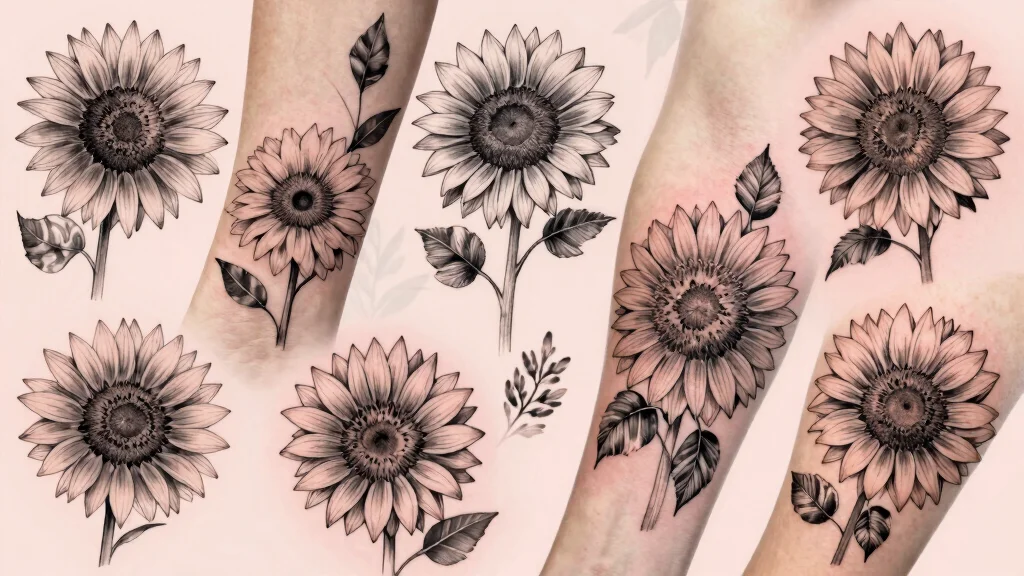 17 Black and Grey Sunflower Tattoo Ideas With Soft Contrast