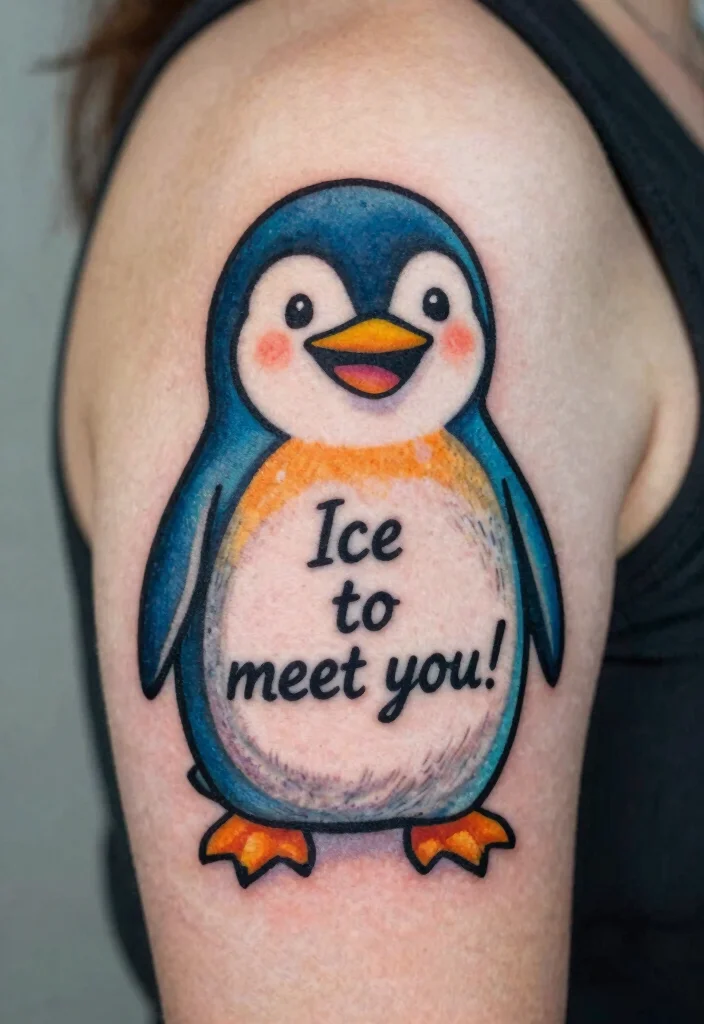 17 Funny Flash Tattoo Ideas With Playful Humor - 3. The Punny Penguin 1