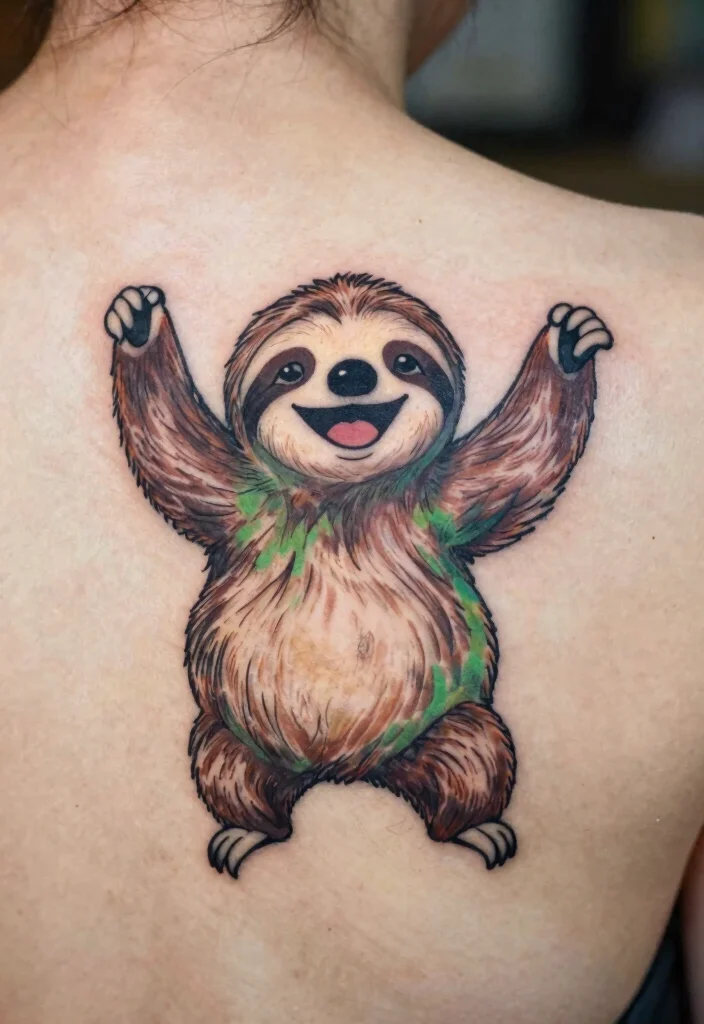 17 Funny Flash Tattoo Ideas With Playful Humor - 4. Dancing Sloth 1