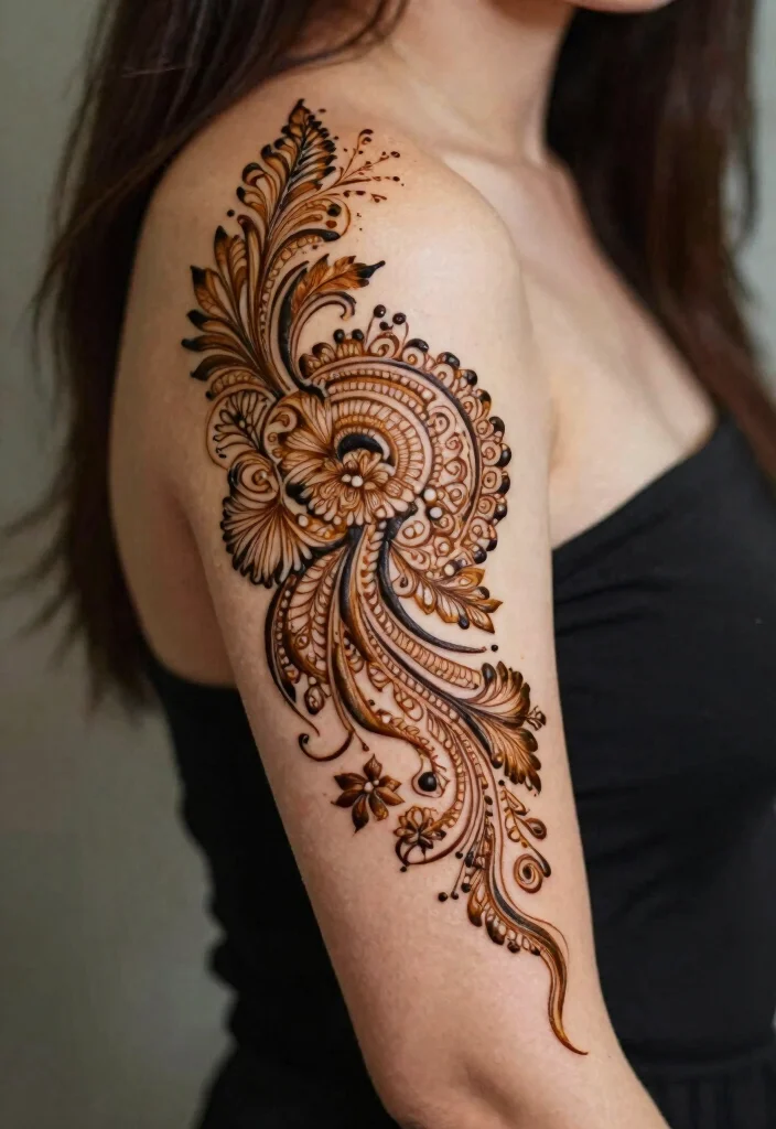 17 Henna Tattoo Arm Ideas With Intricate Patterns - 13. Half-Sleeve Designs 1