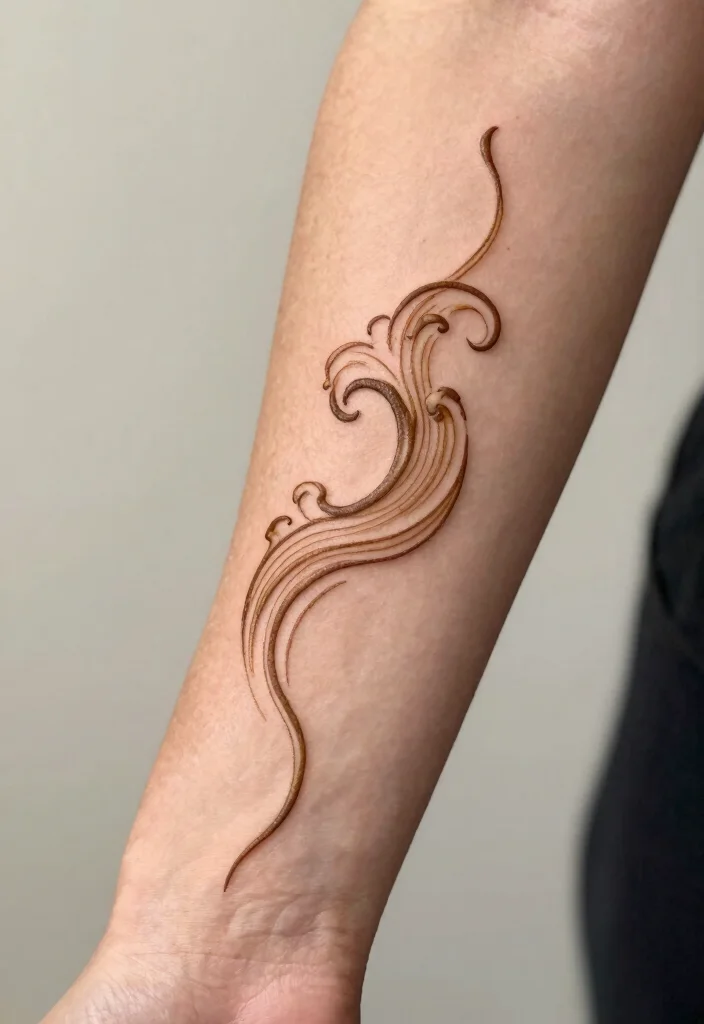 17 Henna Tattoo Arm Ideas With Intricate Patterns - 5. Simple Waves and Swirls 1