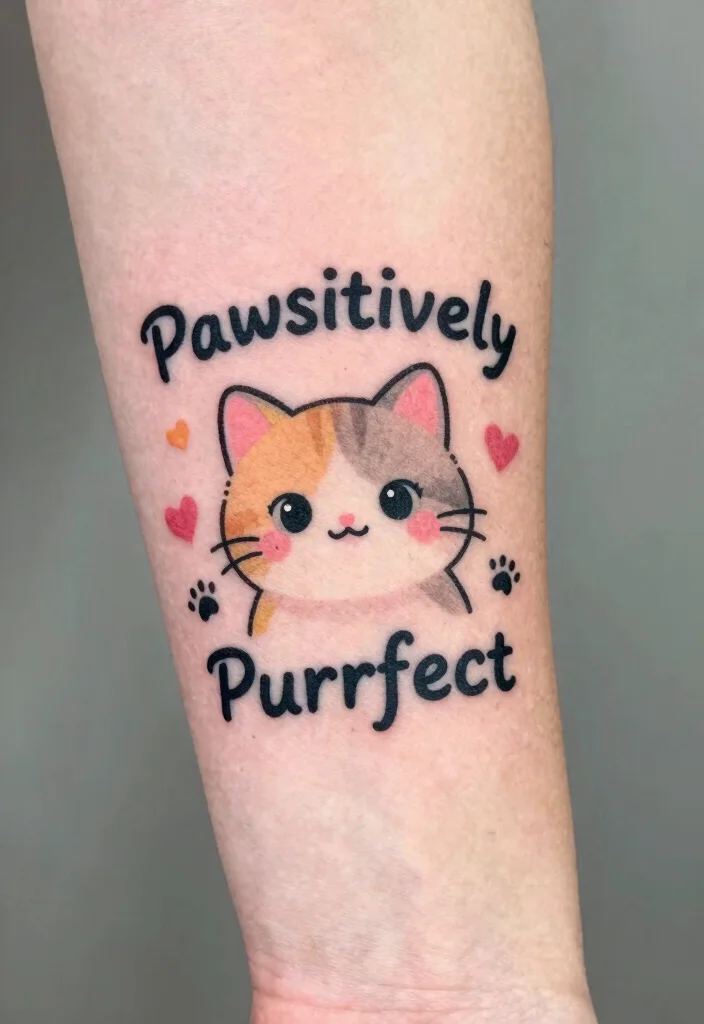17 Japan Cat Tattoo Ideas With Cultural Charm - 8. Cute Cat Puns: Playful Expressions 1