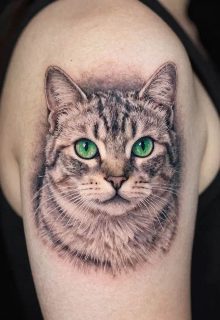 17 Japan Cat Tattoo Ideas With Cultural Charm - 9. Cat Portraits: Realistic Artistry 1