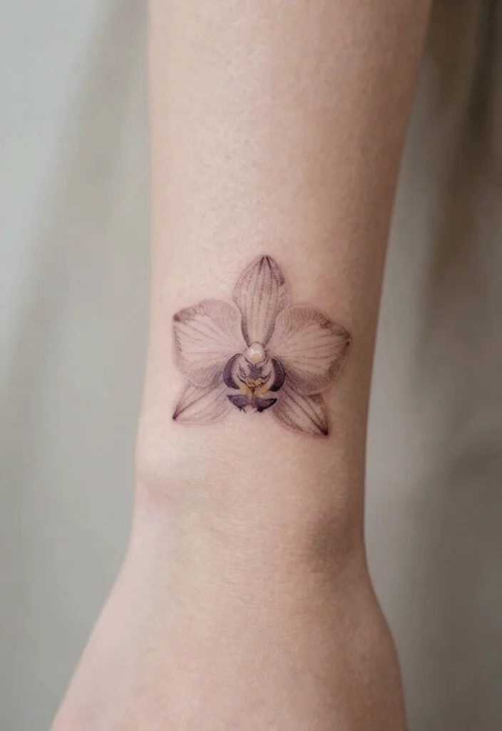 17 Orchid Flower Tattoo Ideas With Exotic Elegance - 11. Tiny Orchid Tattoos 1