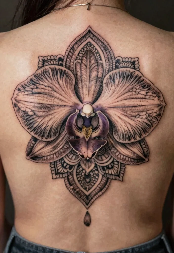 17 Orchid Flower Tattoo Ideas With Exotic Elegance - 14. Orchid Mandala Tattoos 1