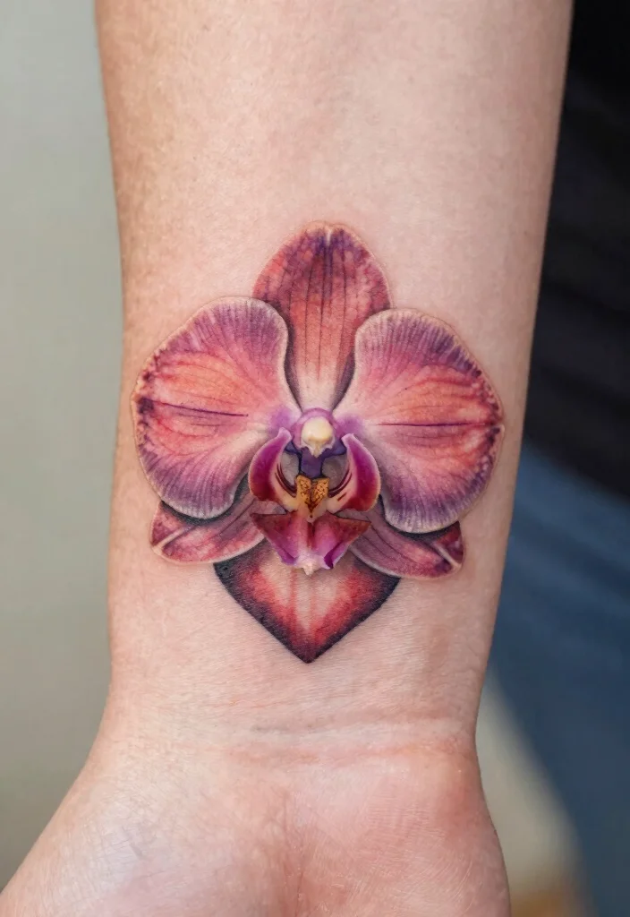 17 Orchid Flower Tattoo Ideas With Exotic Elegance - 16. Orchid Heart Tattoo 1