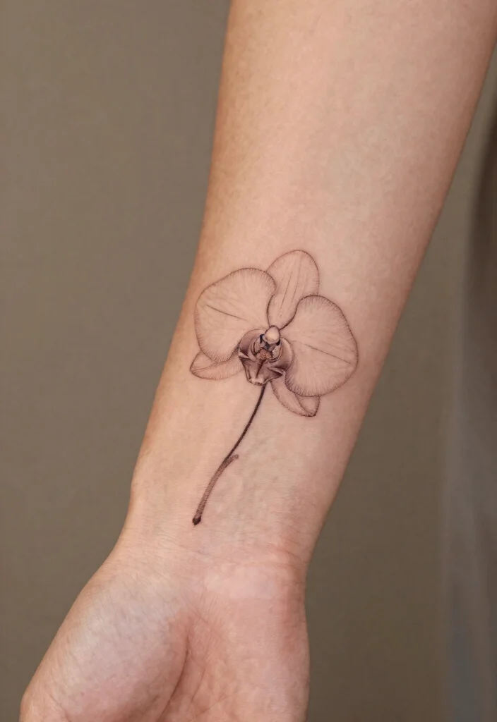 17 Orchid Flower Tattoo Ideas With Exotic Elegance - 6. Simple Orchid Silhouette 1