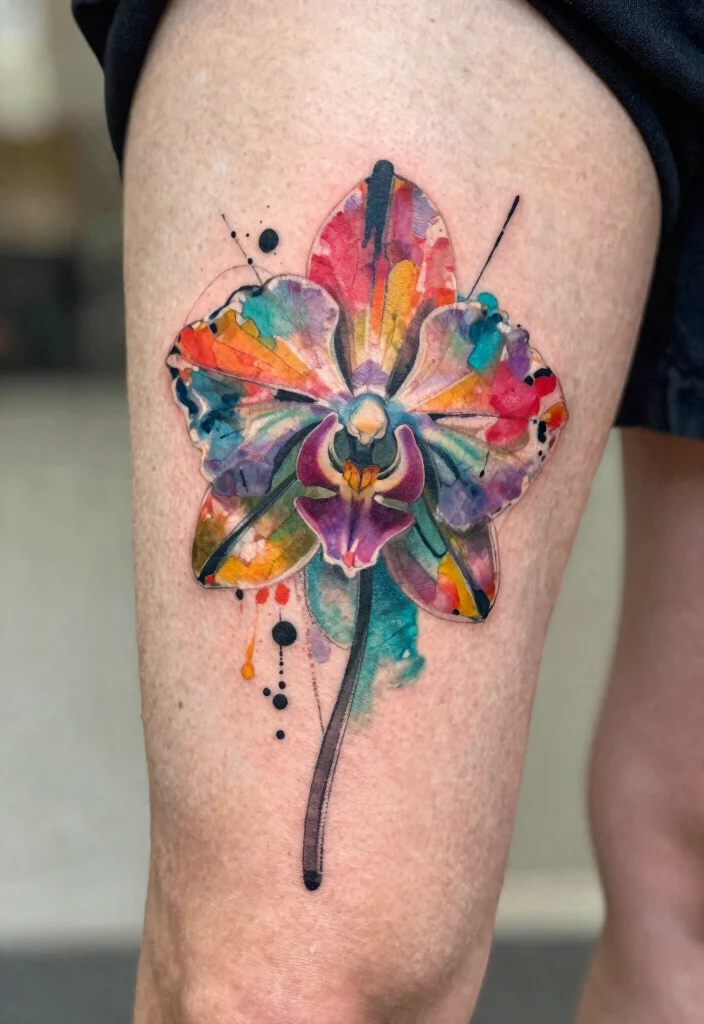 17 Orchid Flower Tattoo Ideas With Exotic Elegance - 8. Abstract Orchid Designs 1