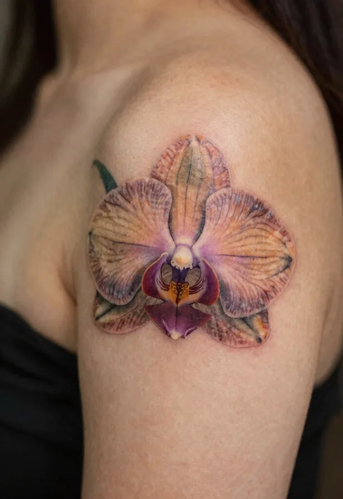 17 Orchid Flower Tattoo Ideas With Exotic Elegance - 9. Vintage-Inspired Orchid Tattoos 1