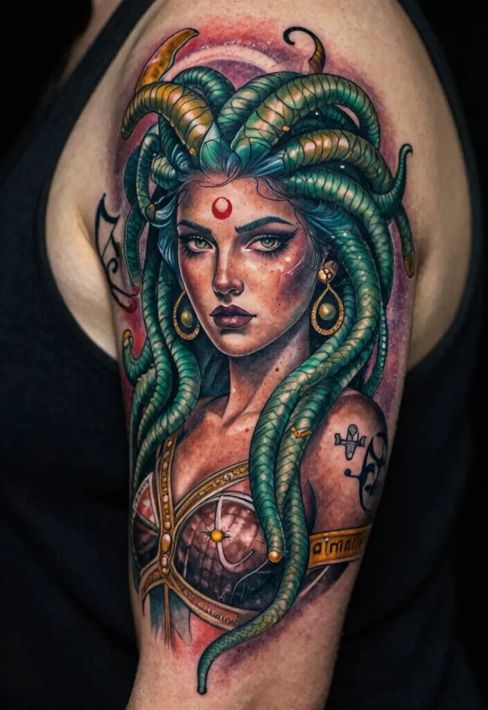 17 Realistic Medusa Tattoo Ideas With Stunning Detail - 15. Medusa as Protector 1