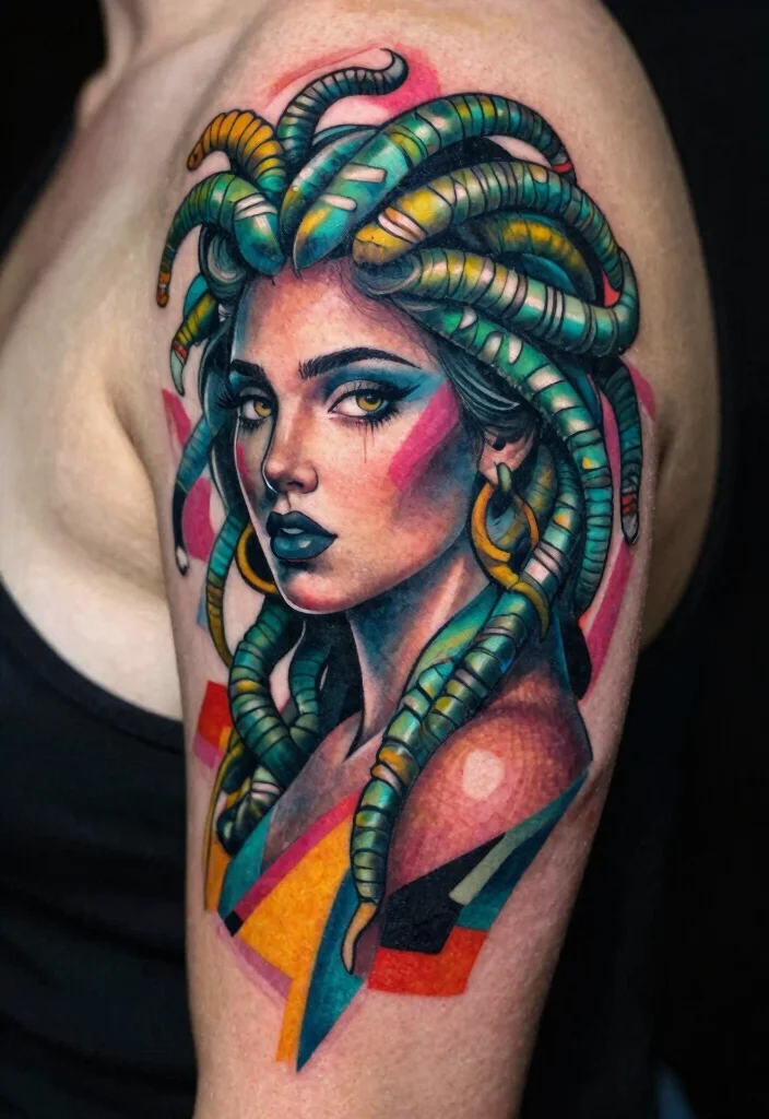 17 Realistic Medusa Tattoo Ideas With Stunning Detail - 5. Abstract Medusa Art 1