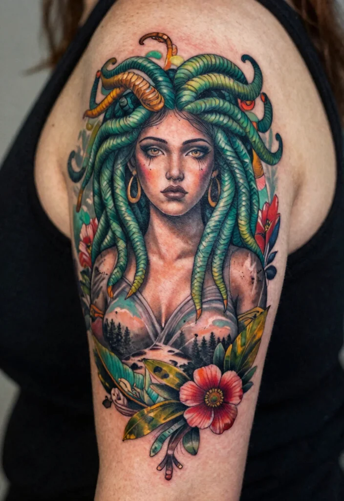 17 Realistic Medusa Tattoo Ideas With Stunning Detail - 9. Medusa in Nature 1