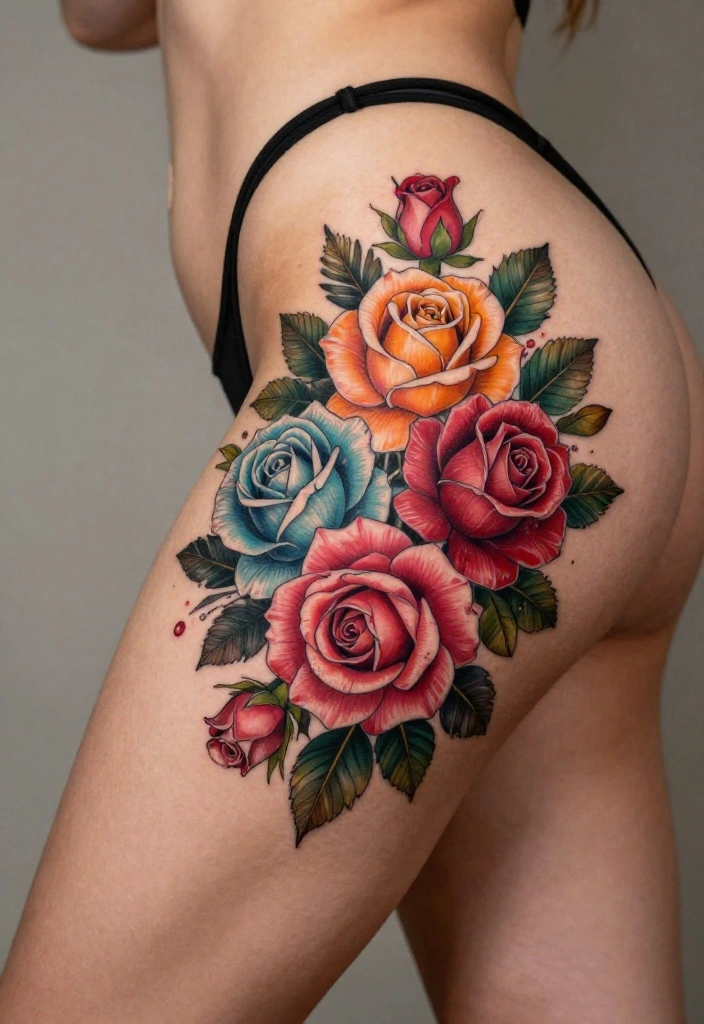 17 Rose Tattoo Ideas That Never Go Out of Style - 12. Rose Bouquet Tattoo 1