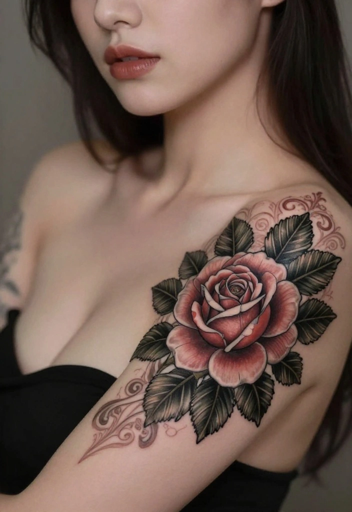 17 Rose Tattoo Ideas That Never Go Out of Style - 16. Vintage Rose Tattoo 1