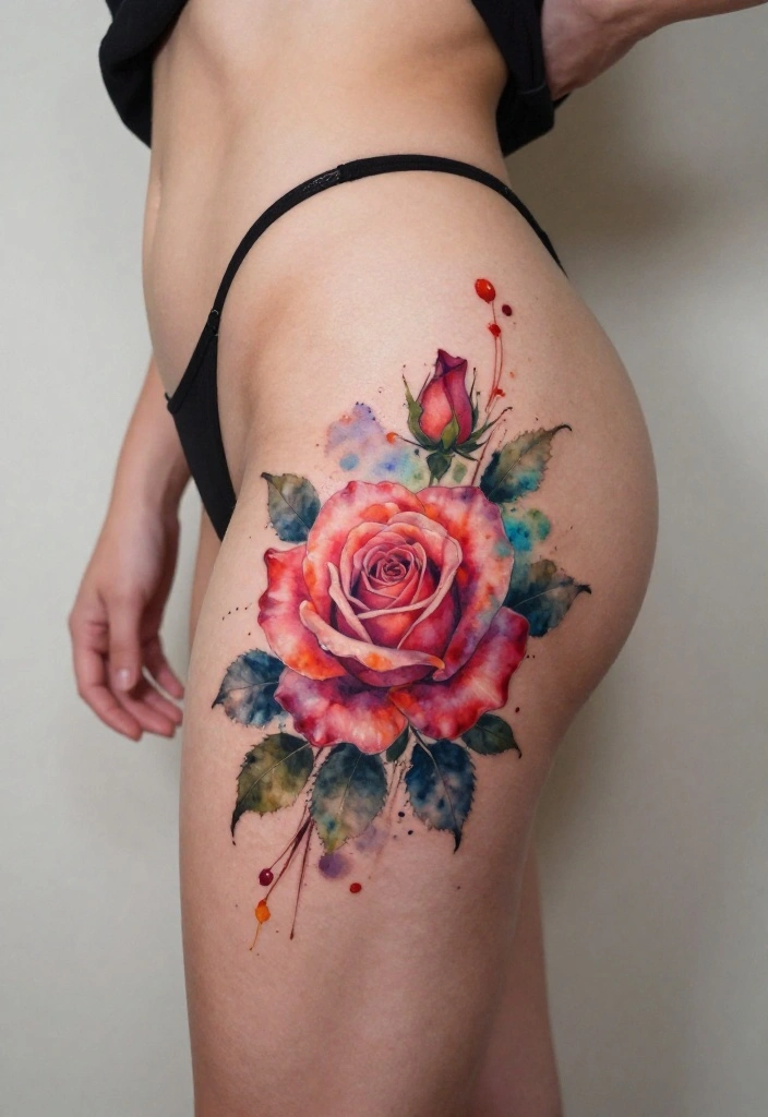 17 Rose Tattoo Ideas That Never Go Out of Style - 3. Watercolor Rose Tattoo 1