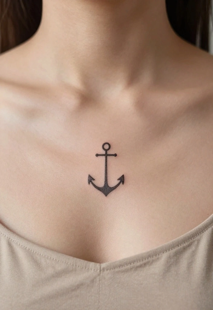 17 Sternum Tattoo Ideas With Bold Center Placement - 3. Minimalist Symbols 1