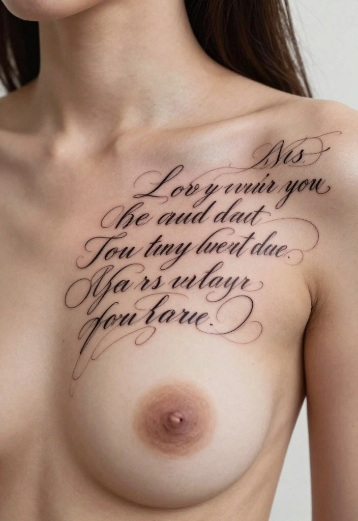 17 Sternum Tattoo Ideas With Bold Center Placement - 7. Quote Tattoos 1