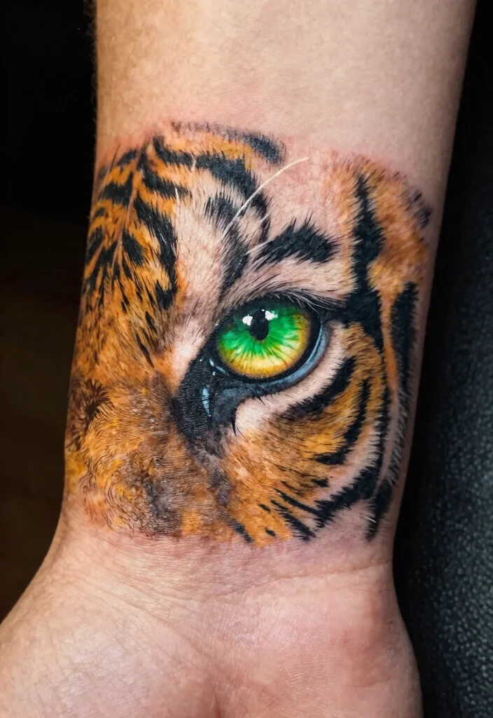 18 Asian Tiger Tattoo Ideas With Fierce Power - 15. Bold Tiger Eye Tattoo 1