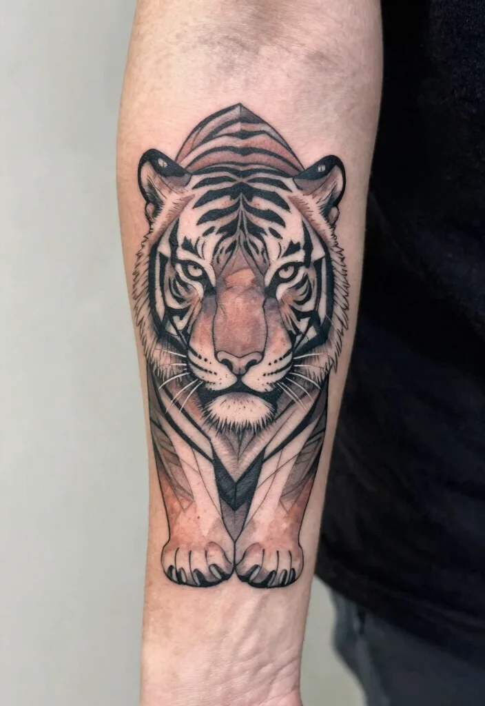 18 Asian Tiger Tattoo Ideas With Fierce Power - 3. Geometric Tiger Design 1