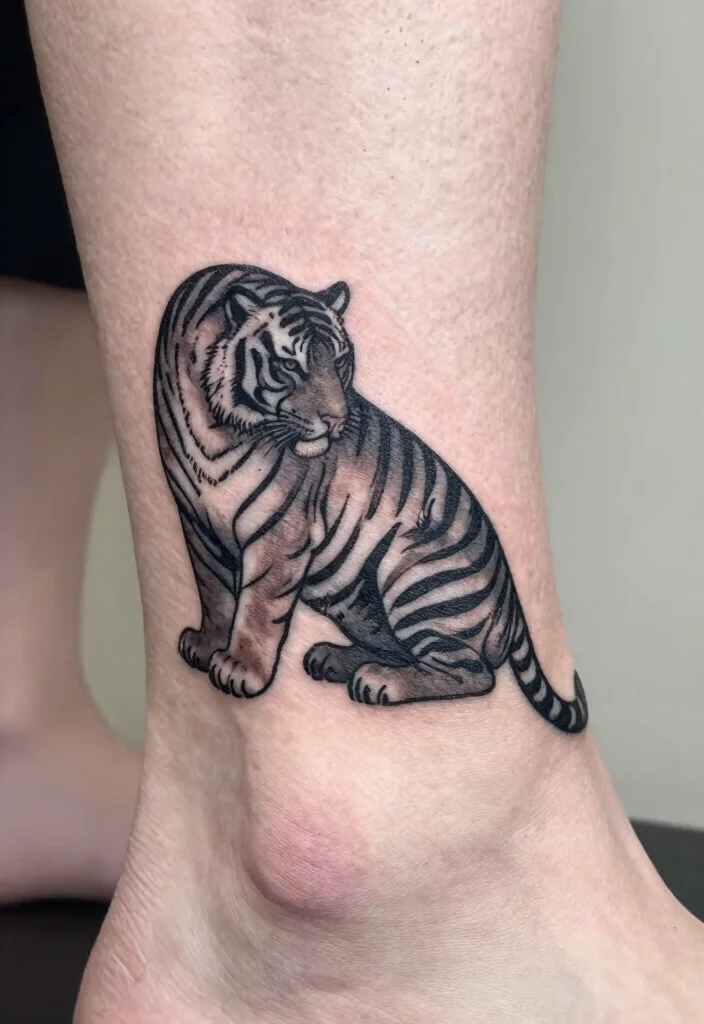 18 Asian Tiger Tattoo Ideas With Fierce Power - 5. Black and Gray Tiger Silhouette 1