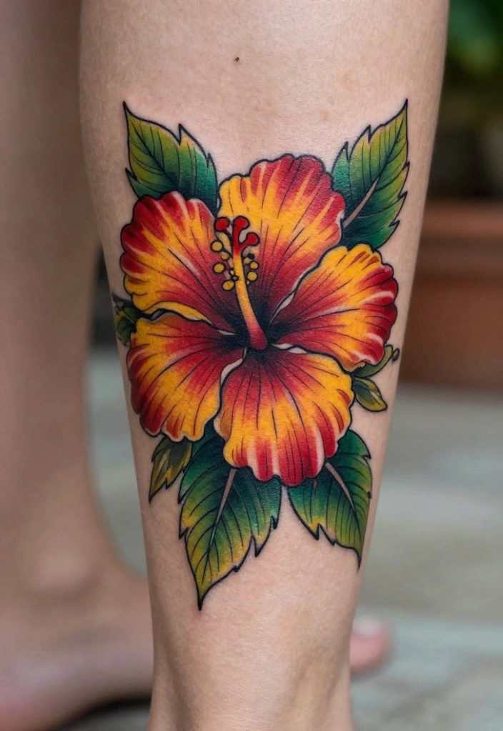 18 Flower Ankle Tattoo Wrap Around Ideas With Delicate Flow - 13. Intricate Hibiscus Flowers 1