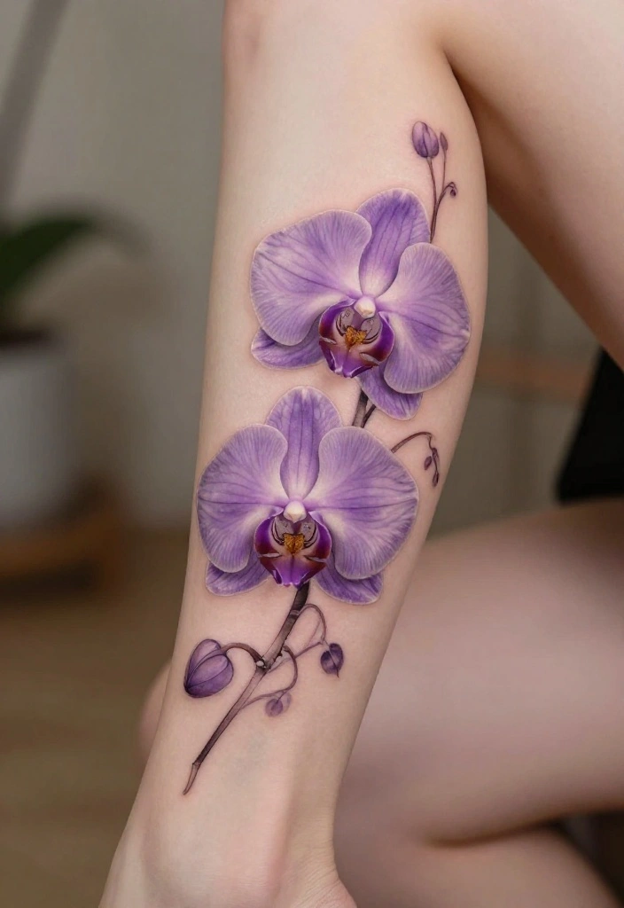 18 Flower Ankle Tattoo Wrap Around Ideas With Delicate Flow - 7. Elegant Orchid Embrace 1