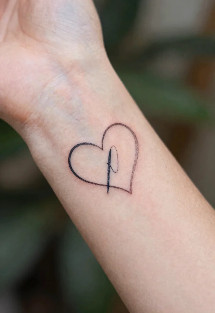 18 Heart Frame Tattoo Ideas With Romantic Detail - 1. Minimalist Heart with Initials 1