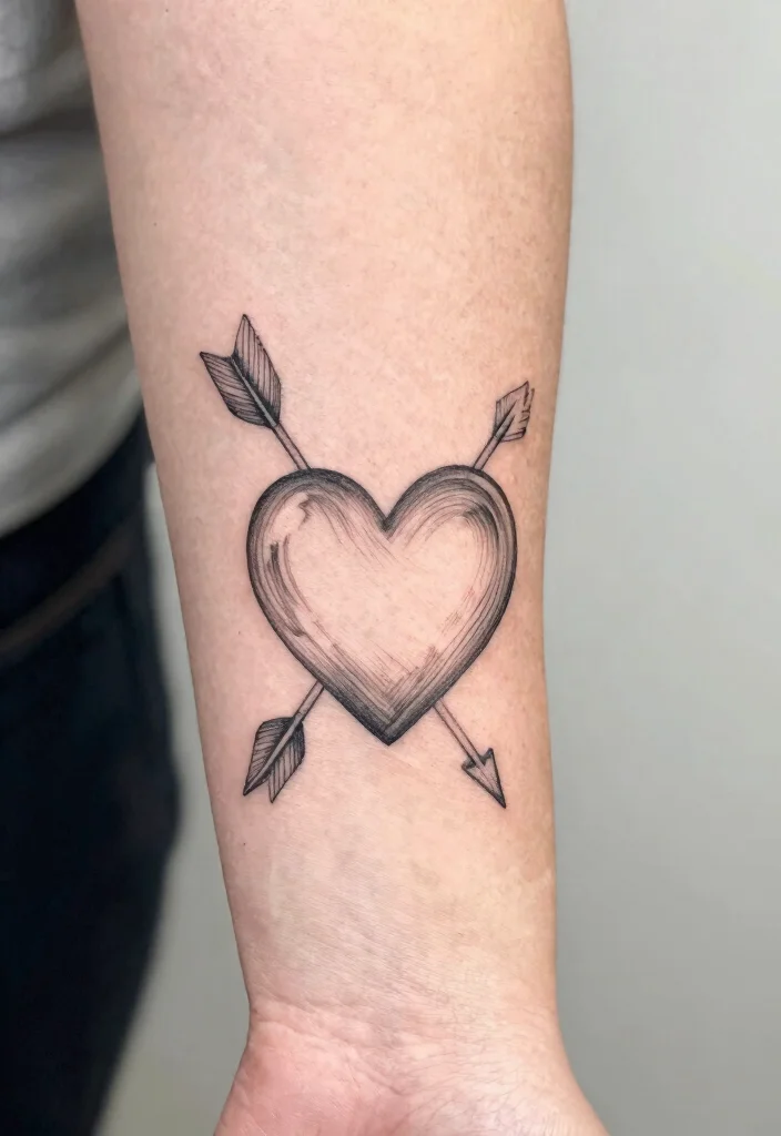 18 Heart Frame Tattoo Ideas With Romantic Detail - 10. Heart with Arrow 1