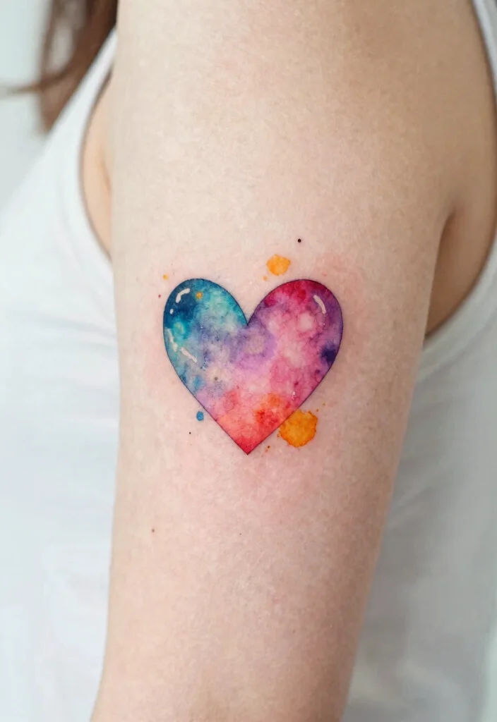 18 Heart Frame Tattoo Ideas With Romantic Detail - 14. Minimalist Watercolor Heart 1