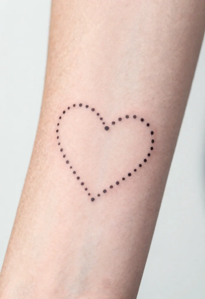 18 Heart Frame Tattoo Ideas With Romantic Detail - 16. Dotted Heart Frame 1