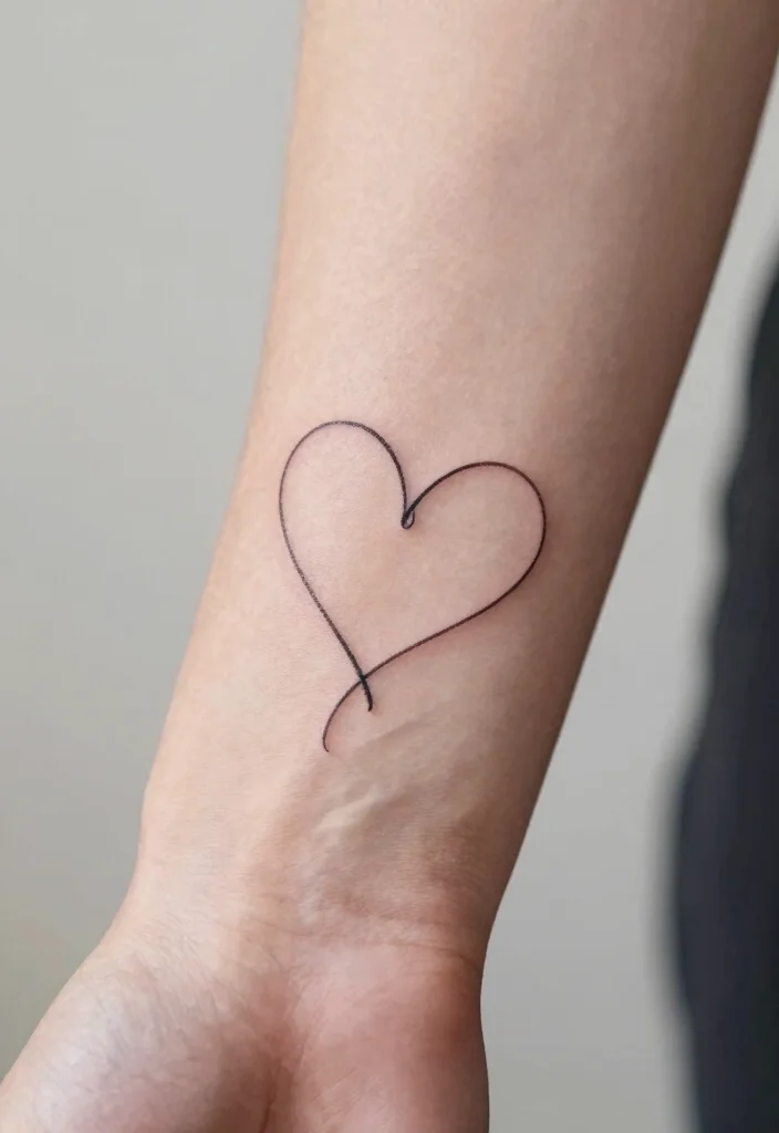 18 Heart Frame Tattoo Ideas With Romantic Detail - 7. Simple Heart Line Art 1
