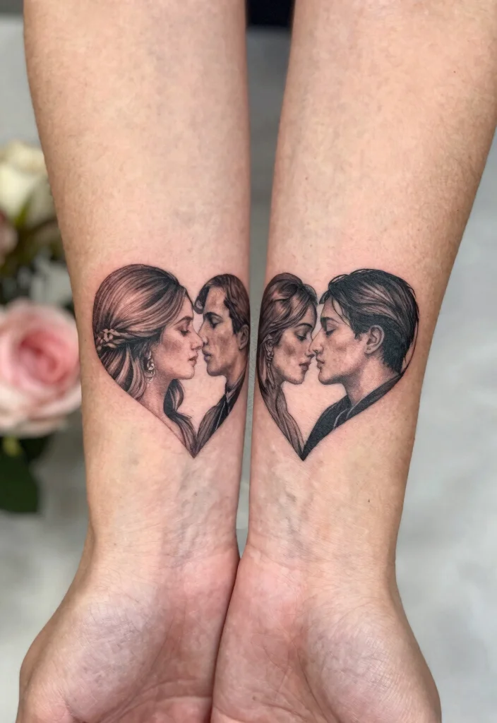 18 Heart Frame Tattoo Ideas With Romantic Detail - 9. Split Heart Tattoos 1