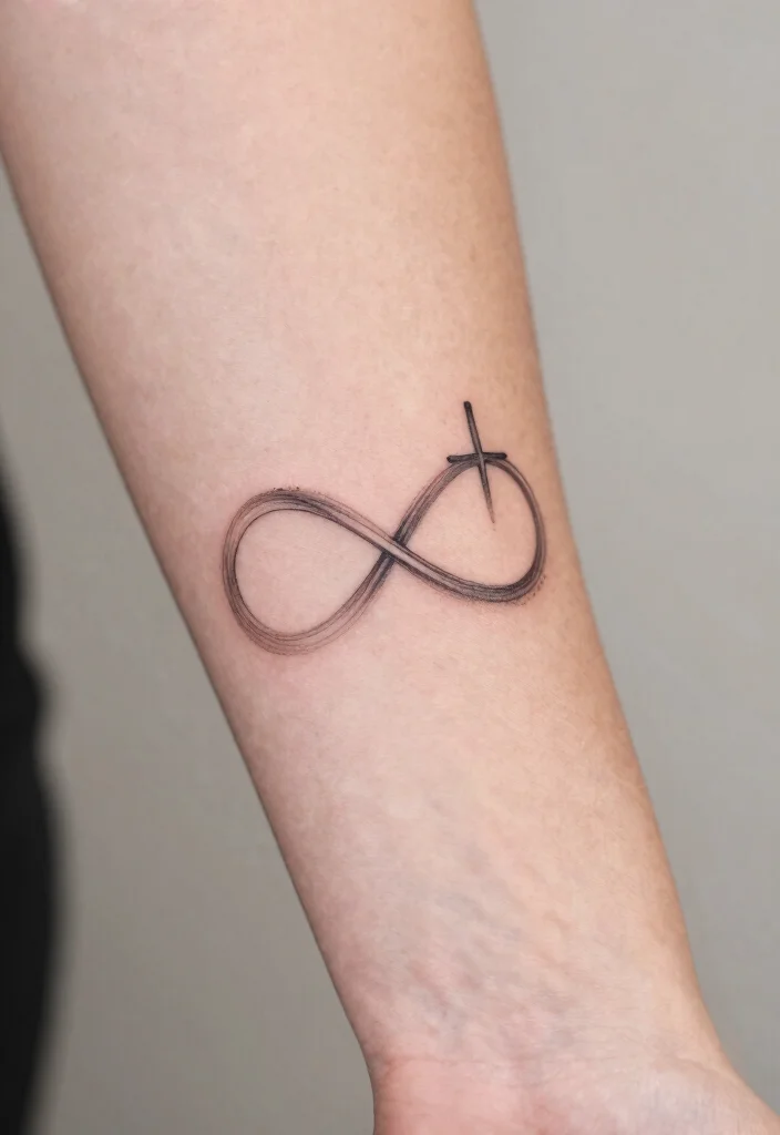 18 Heart and Cross Tattoo Ideas With Spiritual Symbolism - 10. Infinity Heart with Cross 1