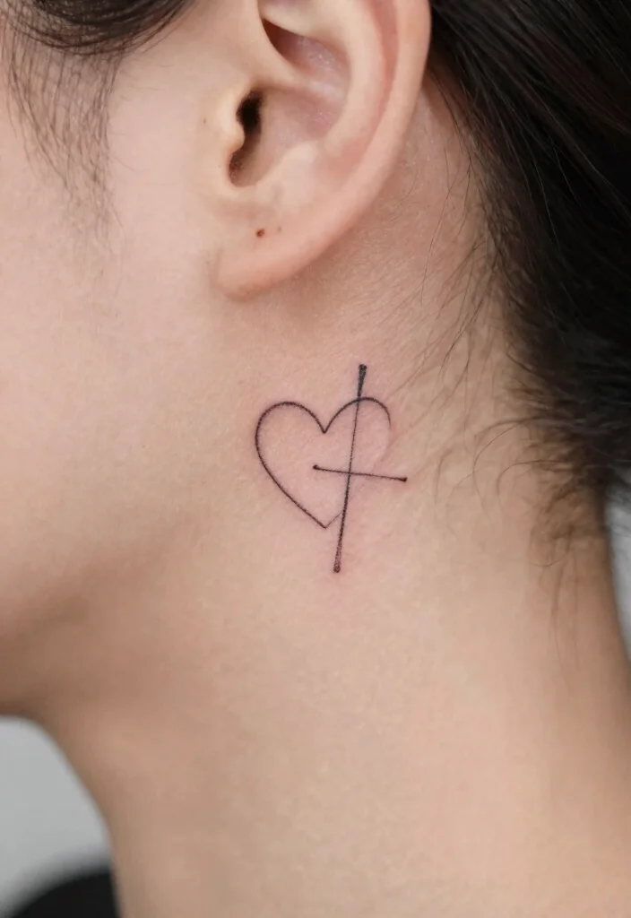 18 Heart and Cross Tattoo Ideas With Spiritual Symbolism - 14. Tiny Heart and Cross 1