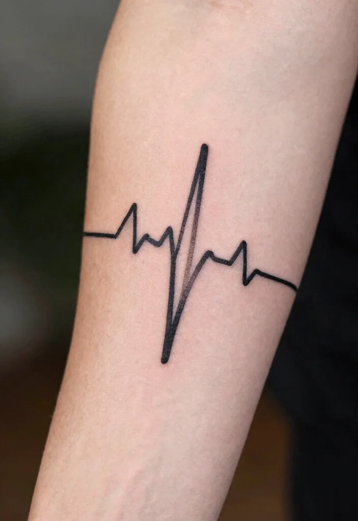 18 Heart and Cross Tattoo Ideas With Spiritual Symbolism - 4. Heartbeat Cross Design 1